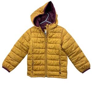 Baby Gap Puffer Jacket Kids Size 5 Years Yellow Star Print ColdControl Hooded